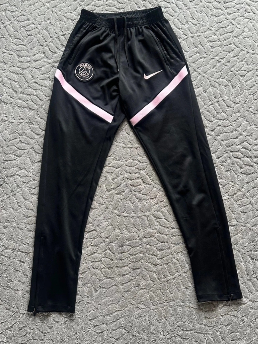 Paris Saint-Germain Black Joggers with Pink Trim by Nike